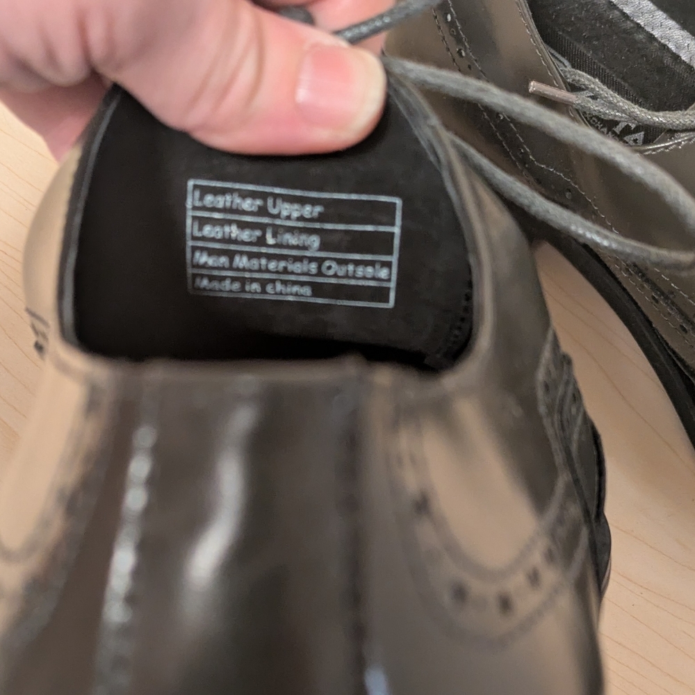 Zota Classic Grey Men's Leather Dress Shoes - Picture 8 of 9